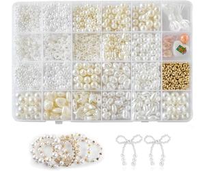 YUNYU Kit de fabricación de pulseras de cuentas de arcilla de 24 compartimentos, kit de fabricación de pulseras con cuentas de arcilla secadas al aire, dijes y herramientas para niñas y adolescentes