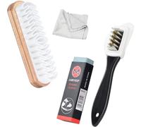 YUNYU Kit de mantenimiento de gamuza de 4 piezas: cepillo de gamuza para zapatos con goma y paño de limpieza - Herramienta definitiva para eliminar manchas de zapatos deportivos de gamuza y nubuck