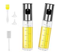 YUNYU Paquete de 2 botellas de spray de aceite (100 ml) - Pulverizador de vidrio de oliva para cocinar, freidora de aire y barbacoa - Dispensador de aceite de cocina a prueba de fugas con embudo