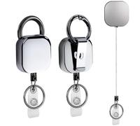 YUNYU Paquete de 2 carretes retráctiles de metal resistente con correa para el cuello, placa con nombre en ambos lados, para escuelas, oficinas, hospitales, llaveros resistentes