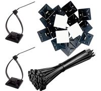 YUNYU Paquete de 200 soportes autoadhesivos para bridas de cables, 20 x 20 mm, color negro, para el hogar y la oficina