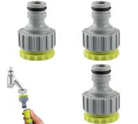 YUNYU Paquete de 3 conectores de grifo de manguera de jardín, adaptador roscado BSP de 1/2 y 3/4 pulgadas, accesorios de manguera de agua de plástico resistente con sello a prueba de fugas, conector