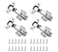 YUNYU Paquete de 4 bisagras silenciosas de cierre suave, bisagras de gabinete de superposición completa con tornillos para cocina, baño, armario de dormitorio