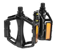 YUNYU Pedales de bicicleta negros, ligeros pedales de aluminio con perfil antideslizante y tiras reflectantes, pedales de rodamiento de bolas de 9/16" para MTB, bicicleta de ciudad, trekking (400 g