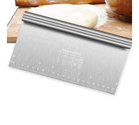 YUNYU Rascador de banco y cortador de masa de acero inoxidable de 22 cm, rascador de pan resistente con marcas de medición, herramienta profesional para hornear, pastelería, preparación de masa de