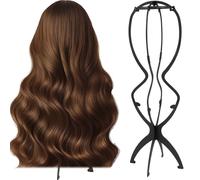 YUNYU Soporte ajustable para peluca, 50 cm de alto, cabezal de exhibición de plástico para cabello largo, plegable, paquete de 2, color negro