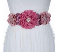 Yunyuebridal Cinturones de maternidad con diamantes de imitación de flores de cristal de boda cinturones de cintura nupcial con perlas, Dusty Rose, Talla única