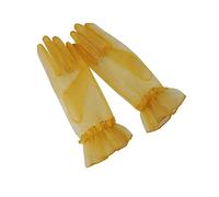 Yunyuebridal Guantes de verano de tul plisados con volantes y dedos completos, longitud de la muñeca, ópera de fiesta, Amarillo, Talla única