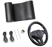 YUNZHISHIYE Funda para Volante De Coche,De Cuero Suave, Antideslizante Y Transpirable,con Diseño De Costuras A La Vista,Apta para Volantes De 37 A 39 Cm De Diámetro(Línea Negra de Agujero Completo)
