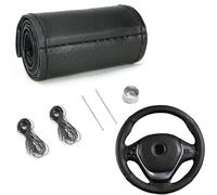 YUNZHISHIYE Funda para Volante De Coche,De Cuero Suave, Antideslizante Y Transpirable,con Diseño De Costuras A La Vista,Apta para Volantes De 37 A 39 Cm De Diámetro(Negro con Línea Negra)