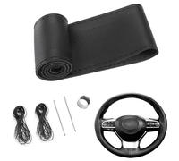 YUNZHISHIYE Funda para Volante De Coche,De Cuero Suave,Antideslizante Y Transpirable,con Diseño De CosturasA La Vista,Apta para Volantes De 37A39Cm De Diámetro(Línea Negra Negra en el Agujero Medio)