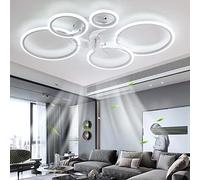 YUNZI Moderno Ventilador de Techo con Iluminación con Mando a Distancia LED 72W Regulable Luz de Techo, Lámpara de Techo para Sala de Estar Dormitorio Cocina, 6 Velocidades, Blanco 100cm