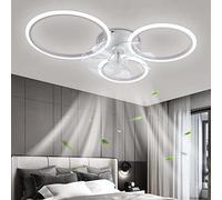 YUNZI Moderno Ventilador de Techo con Iluminación con Mando a Distancia LED 72W Regulable Luz de Techo, Lámpara de Techo para Sala de Estar Dormitorio Cocina, 6 Velocidades, Blanco 78cm