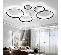 YUNZI Moderno Ventilador de Techo con Iluminación con Mando a Distancia LED 72W Regulable Luz de Techo, Lámpara de Techo para Sala de Estar Dormitorio Cocina, 6 Velocidades, Negro 100cm