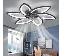 YUNZI Mute Ventilador de Techo con luz con Mando a Distancia, LED Regulable Lámpara de Techo Moderno Ventilador de Techo Iluminación para Salón Dormitorio, Ajustable 6 velocidades, Negro 78CM