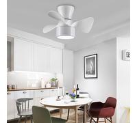 YUNZI Pequeño Ventilador De Techo Con Luz Y Mando A Distancia Niños Ventilador Techo Silencioso Motor DC Reversible 6 Velocidades Para Dormitorio Salón Plafon Led Ventilador-White