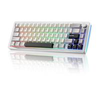 YUNZII AL66 Teclado Mecánico Inalámbrico,65% Control de Perilla Teclado de Aluminio para Juegos Bluetooth/2.4G/Cableado Interruptores Hot Swappable con RGB para Win/Mac(Interruptor de Leche, Plata)