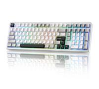 YUNZII AL98 Teclado Mecánico Gaming Inalámbrico, Teclado Gamer Aluminio, BT/2.4Ghz/USB-C, Retroiluminación RGB, QMK/Via Programable, Hot-Swap, Teclas PBT para Win/Mac (Blanco, Milk V2 Linear)