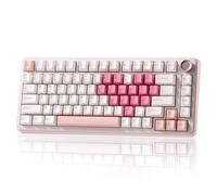 YUNZII B75 Pro Teclado Mecánico Inalámbrico,75% Teclado para Juegos Hot Swap Hot Swap Custom Teclado con Knob,Pre-lubed Switches RGB,BT/Tipo-C/2.4G Teclado (Blanco, Milk Switch)