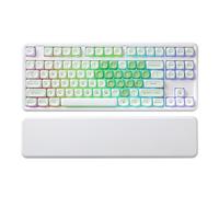 YUNZII B87 Teclado Mecánico Inalámbrico, QMK/Via Custom Teclado de Juego TKL Diseños,BT/2.4G/USB-C Enchufable En Caliente, Teclado RGB con Wrist Rest para Win/Mac (Matcha Corazón, Cocoa Cream v2)