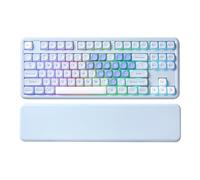 YUNZII B87 Teclado Mecánico Inalámbrico, QMK/Via Custom Teclado de Juego TKL Diseños,BT/2.4G/USB-C Enchufable En Caliente, Teclado RGB con Wrist Rest para Win/Mac (Azul Corazón, Milk v2)