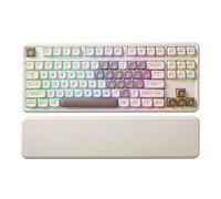 YUNZII B87 Teclado Mecánico Inalámbrico, QMK/Via Custom Teclado de Juego TKL Diseños,BT/2.4G/USB-C Enchufable En Caliente, Teclado RGB con Wrist Rest para Win/Mac (Marrón Corazón, Cocoa Cream v2)