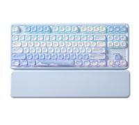 YUNZII B87 Teclado Mecánico Inalámbrico, QMK/Via Custom Teclado de Juego TKL Diseños,BT/2.4G/USB-C Teclado Enchufable En Caliente, Teclado RGB con Wrist Rest para Win/Mac (Blue, Cocoa Cream v2)