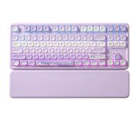 YUNZII B87 Teclado Mecánico Inalámbrico, QMK/Via Custom Teclado de Juego TKL Diseños,BT/2.4G/USB-C Teclado Enchufable En Caliente, Teclado RGB con Wrist Rest para Win/Mac (Purple, Cocoa Cream v2)