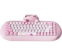 YUNZII C68 Teclado Mecánico Inalámbrico, 65% Teclado Gaming Hot Swap PBT, Tri-Mode BT5.0/2.4G/Wired, RGB Backlit NKRO, Silicone Kawaii Cat Ergonomic Teclado Mecanico for Win/Mac (Milk Switch, Rosa)