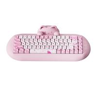 YUNZII C68 Teclado Mecánico Inalámbrico, 65% Teclado Gaming Hot Swap PBT, Tri-Mode BT5.0/2.4G/Wired, RGB Backlit NKRO, Silicone Kawaii Cat Ergonomic Teclado Mecanicofor (Rosa, Cocoa Cream v2 Linear)