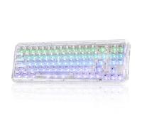 YUNZII X71 Teclado Mecánico Transparente con Tapas Transparentes, BT5.0/2.4G/USB-C Teclado con Cable 68% 71 Teclas,Teclado Inalámbrico RGB para Win/Mac(Crystal Ice Switch,Blanco)