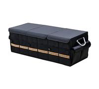 YUOCT 90cm 100L XL Grande Organizador Maletero Coche Grande, Viaje Caja Almacenamiento Organizador Coche,Resistente,Plegable,Multicompartimento, Esenciales Para Coche Negro (XL 35.4 x 13.8 x 11.8in)