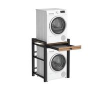 YUODIJIO Mueble Lavadora Secadora con Cajones, Soporte para Lavadora y Secadora, Capacidad de Carga de 350 kg, para BañO, BalcóN, Lavandería (Negro con Cajon)