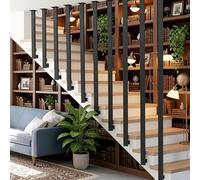 YUODIJIO Pasamanos Escalera, Acero Al Carbono, Barandilla Escalera Interior Negra, Resistente A La CorrosióN, Barandilla De Escalera Tipo L para Pasillo Villa Loft (260CM)