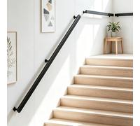 YUODIJIO Pasamanos Escalera con Accesorios, 60-600CM, Pasamanos para Las Escaleras de Hierro Forjado, Negro, Barandilla Escalera para Interiores y Exteriores pared Loft Ancianos (360CM)