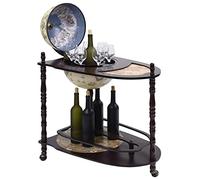 YUOGHRTFE Ártico globo terráqueo Madera de eucalipto Verde Independiente | Con ruedas, estante, decoración renacentista, para vino y copas