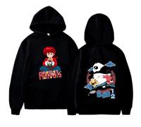 Yuogkk Sudadera con Capucha Ranma 1/2 Cartoon Pattern, Retro Impreso Pullover Moda Sudadera Suelta Manga Larga Vintage Crew Neck Top Algodón Bicotton Sudadera-Black||XS