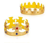 Yuomeaz Juego de 2 coronas reales doradas, 56 cm, corona de príncipe, ajustable, para cumpleaños, fiestas, disfraces