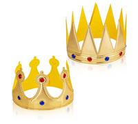 Yuomeaz Juego de 2 coronas reales doradas, 58 cm, corona de príncipe para fiesta de cumpleaños, gorro ajustable para disfraz