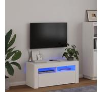 YUOTYRKTEJRSG con Luces LED RGB Estilo Moderno 90x35x40 cm Blanco | Mueble TV con Luces LED RGB Blanco 90x35x40 cm para Salón, Centro de Entretenimiento con Estantes Ajustables y