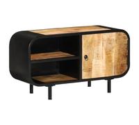 YUOTYRKTEJRSG Madera de Mango Rugosa Industrial Vintage 90x30x48 cm Marrón | Soporte para TV de madera maciza de mango rugosa 90x30x48 cm con estantes y compartimento, resistencia y estilo vintage para