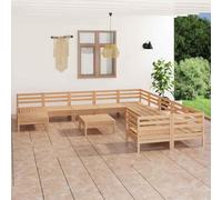 YUOTYRKTEJRSG Madera Maciza Diseño Modular Palets Marrón 5 Piezas | Juego de muebles de jardín 12 piezas madera maciza de pino, sofá modular exterior patio terraza, resistente intemperie
