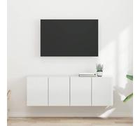 YUOTYRKTEJRSG Madera Resistente Moderno Estante Flotante 2 uds. Blanco | Mueble de TV Montado en la Pared 2 uds. Brillante, Estante Flotante para Salón y Dormitorio, Gabinete con Puertas 90°,