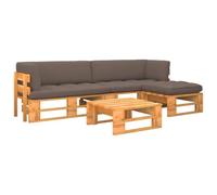 YUOTYRKTEJRSG Pino impregnada Exterior palets marrón 60x60x25 cm | Muebles de palets 4 pzas y cojines madera pino impregnada miel para jardin terraza exterior resistente intemperie