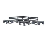 YUOTYRKTEJRSG Pino impregnado Exterior Resistente Palets Gris 280x235x55 | Set de muebles de palets para jardín 6 piezas madera gris resistente a la intemperie para patio terraza balcón