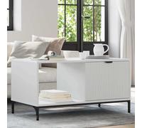 YUOTYRKTEJRSG Rectangular Minimalista contemporánea Blanco 90 x 49 x 46 cm | Mesa de Café Moderna 90x49x46 cm Madera de Ingeniería con Cajón y Estante, Resistente, Fácil Montaje, para Sala y Oficina