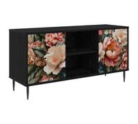 YUOTYRKTEJRSG Roble Negro Madera Salón Bajo 102 x 33 x 51 cm | Mueble de TV BORNE 102 x 33 x 51 cm Roble Negro, Aparador Moderno con Puertas y Estante, Soporte para Salón con Patas