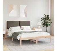 YUOTYRKTEJRSG Tapizado Lino Madera Pino Dormitorio Moderno Taupe 160x200 | Estructura de Cama con Cabecera Tapizada Taupé 160x200, Madera de Pino Macizo, Cabecero Acolchado Desenfundable, Armazón