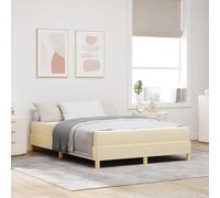 YUOTYRKTEJRSG Tela Suave Marco de Madera diseño Moderno Crema 200 x 140 cm | Cama Box Spring 140x200 cm con Colchón Crema Tela Matrimonial King con Sommier y Base de Madera