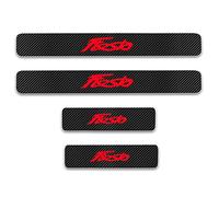 YUPACK 4 Piezas Pegatinas Protector para Estribos de Umbral De Puerta de Coche, para Fo-rd Fiesta, Tiras de Umbral de Puerta de Fibra de Carbon de Antirrayas,Red